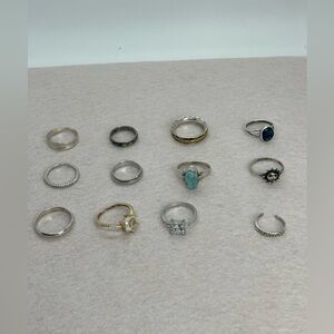 Vtg x12 Sterling Silver Ring Lot Mixed 925 Tested Reseller Bundle